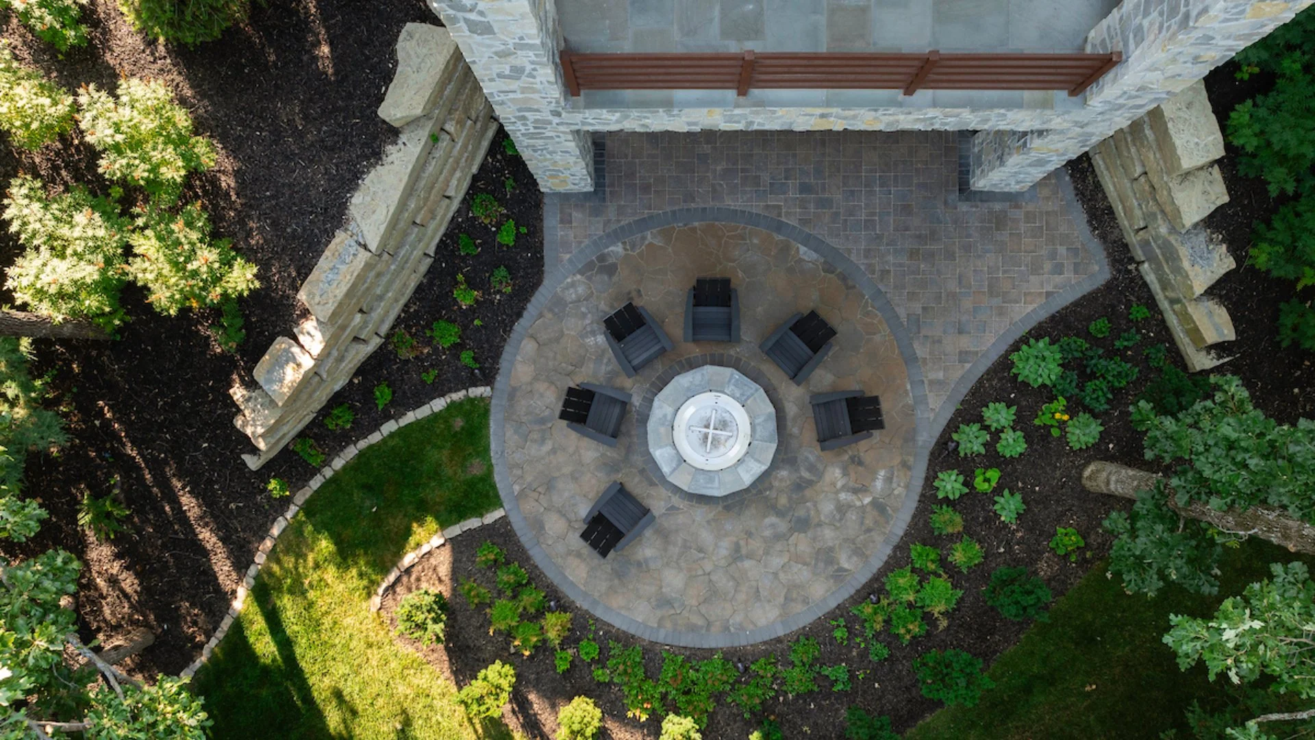 Elkhorn Property Transformation With Patio, Fire Pit, Retaining Wall & Plantings