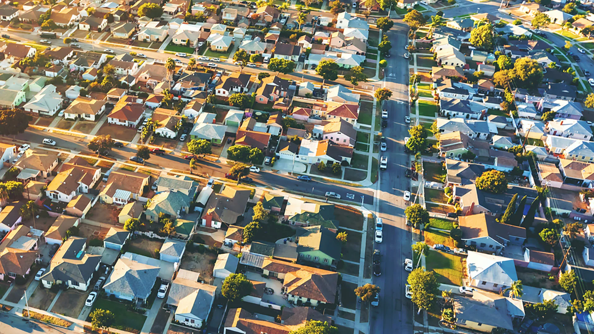 An aerial view of a neighborhood in Valley, NE. 