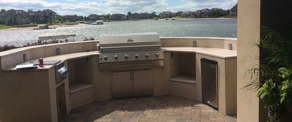Outdoor kitchen across the lake near Ashland, Nebraska