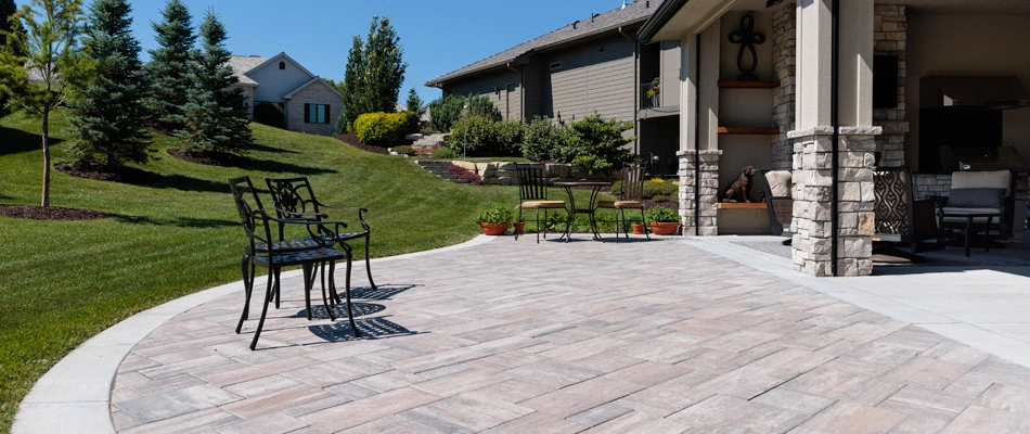 Custom patio installed for an outdoor living project in Omaha, NE.