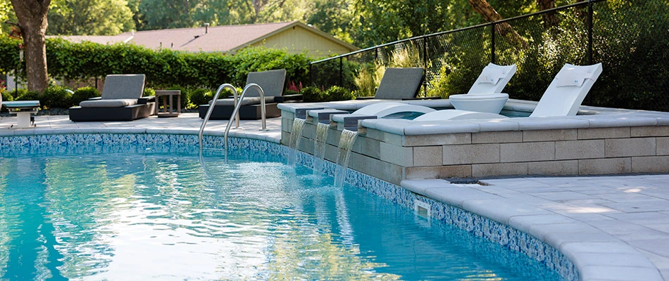 Custom drop off by pool installed in Gretna, NE.