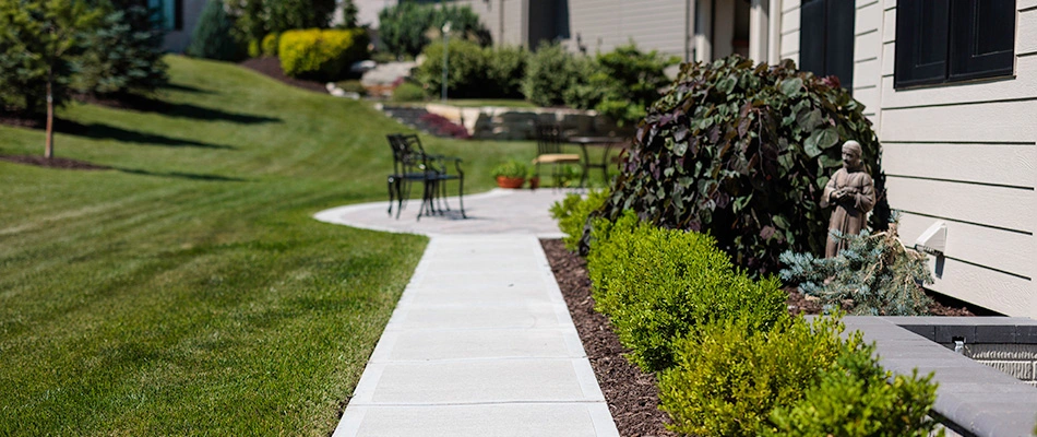 Landscape bed added to backyard in Bennington, NE.