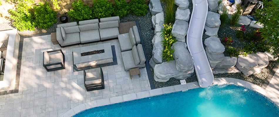 Pool slide and pool deck installed in La Vista, NE.