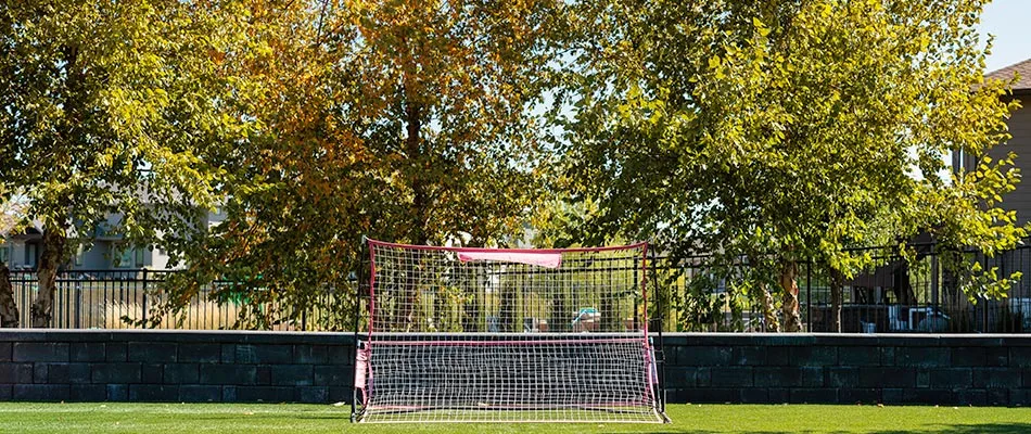 Retaining wall built out for a soccer field in backyard in Omaha, NE.
