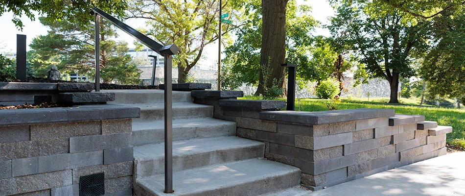 Concrete pavers for retaining wall in Omaha, NE.